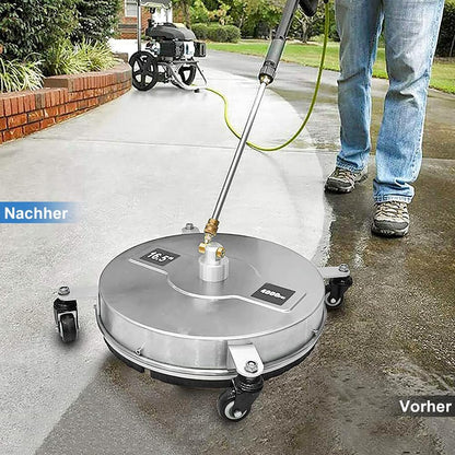 Hogedrukreiniger – Oppervlaktereiniger – Drukspuit – Terrasreiniger – Reinigingsmachine – Roestvrij Stalen Constructie – Twee Roterende Sproeiers – 2000-4000 PSI – Vier Wielen – 2 Verlengstaafopzetstukken