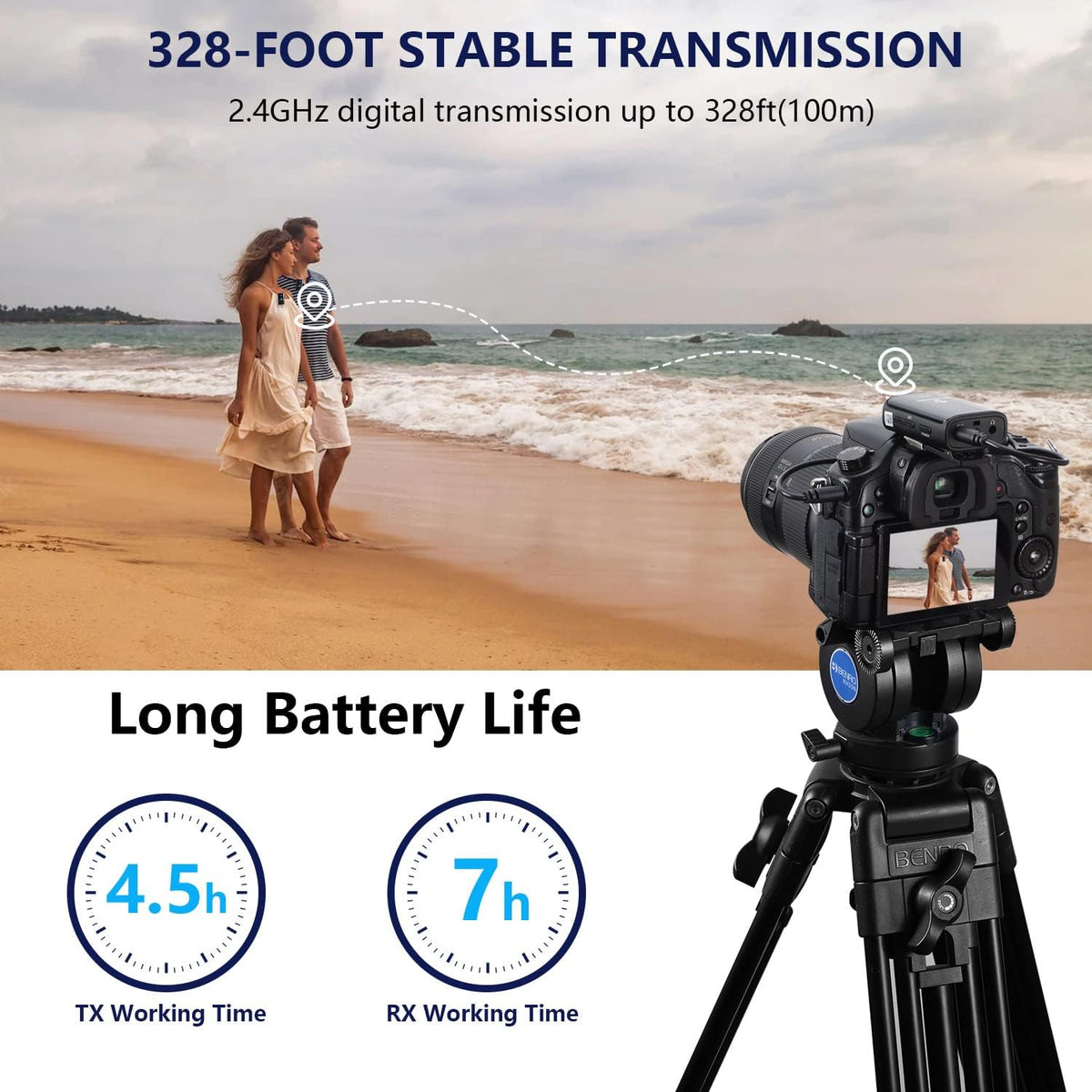 SevenOak Draadloos Lavalier microfoonsysteem, met OLED, 2,4 GHz dual microfoon met stereo/mono voor camera, telefoon, iPhone, PC, video-opname, interview, vlog live stream, SKM-W4 K2 (2 TX+1 RX)