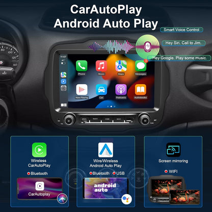 Autoradio Jeep Renegade – Multimedia Unit – Navigatiesysteem – Autoradio Stereo – Inbouw Radio – 9-inch HD IPS QLED Touchscreen – Android 14 met 4G LTE & Draadloze CarPlay