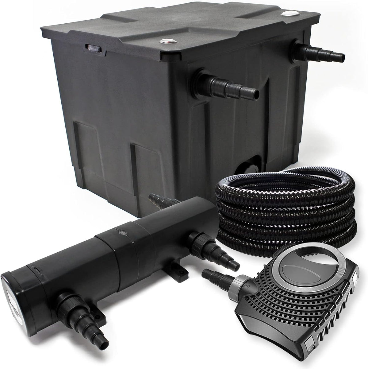 Filterset bio-vijverfilter 12.000l, UVC-vijverzuiveraar 36W, pomp 80W en slang 25m