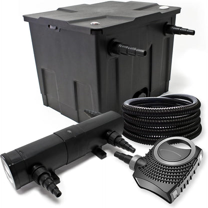 Filterset bio-vijverfilter 12.000l, UVC-vijverzuiveraar 36W, pomp 80W en slang 25m