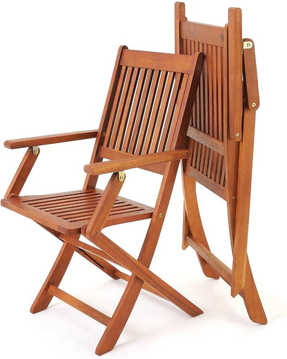 Casaria Garden set Sydney 4+1 FSC-certified acacia wood 5-piece folding table seating set wood garden furniture set 120x70x75cm - QUORE