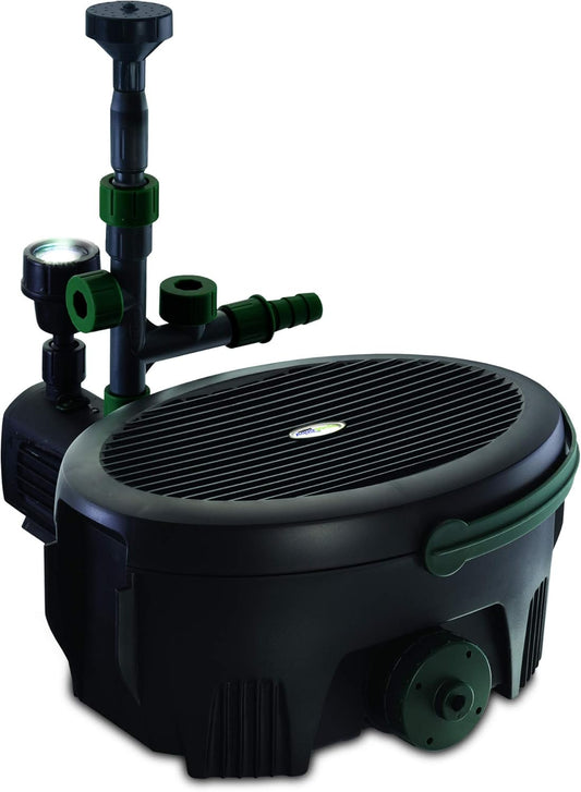 Aquagarden Inpond 9000, vijver- en waterpomp, filter, UV zuiveraar, LED spot en fontein, complete oplossing voor een schone, heldere en mooie vijver, voor vijvers tot 9000 liter