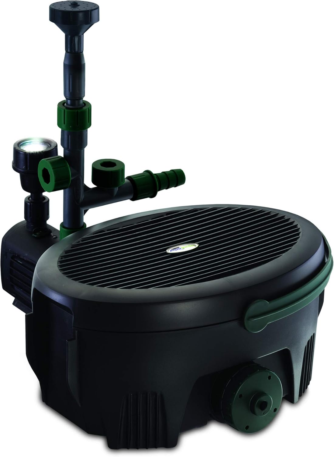 Aquagarden Inpond 6000, vijver- en waterpomp, filter, UV zuiveraar, LED spot en fontein, complete oplossing voor een schone, heldere en mooie vijver, voor vijvers tot 6000 liter, zwart