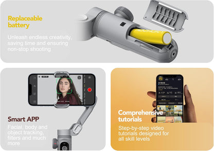 Aochuan Smart X Pro De ultieme gimbalstabilisator voor smartphones | Iphone of Android | 3-assige handstabilisator met bevestigbaar statief voor ultravloeiende opnamen YouTube-vlogs en uitmuntende