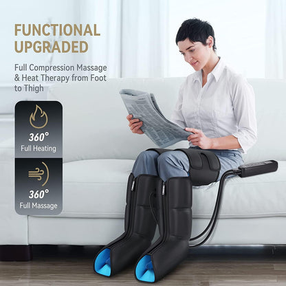 Beenmassageapparaat – Compressieschoenen – Compressieboots – Compressielaarzen – Massageboots – Voor Voeten, Kuiten En Dijen – 3 Warmtestanden – 10 Programma’s Met 3 Modi En 3 Intensiteiten