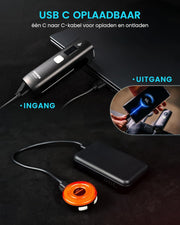 Fietslamp - Fietslicht - Fietsverlichting Set - Oplaadbaar - met 1500 Lm Koplamp - Smart Achterlicht - 5 Helderheidsniveaus - USB-C - voor Road - Mountain - Urban Fietsen - Strap Mount - IPX7-Waterdicht - Zwart en Rood