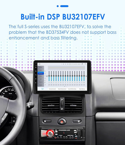 Ossuret Android 14 autoradio voor Renault Clio 2 2000-2012, 8-Core 4G + 32G GPS Navi 9 inch QLED-touchscreen display met CarPlay Bluetooth WiFi 4G LTE SWC DSP RDS