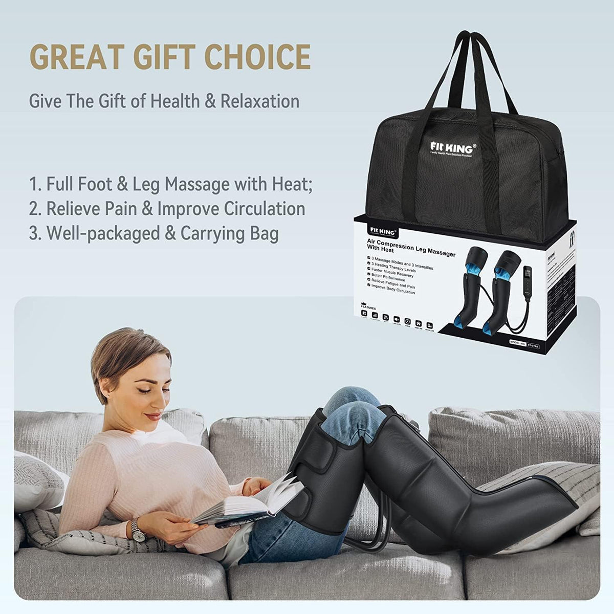 Beenmassageapparaat – Compressieschoenen – Compressieboots – Compressielaarzen – Massageboots – Voor Voeten, Kuiten En Dijen – 3 Warmtestanden – 10 Programma’s Met 3 Modi En 3 Intensiteiten
