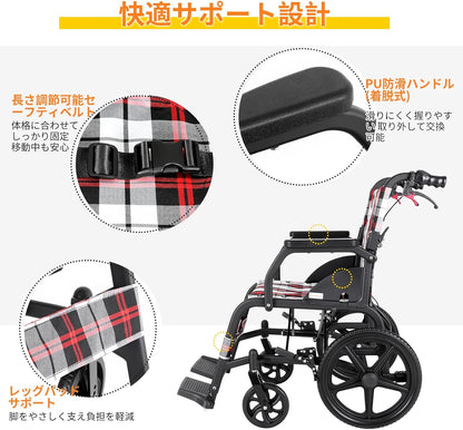 Faltbare lichte rolstoel met dubbele remmen (11 kg), vouwbaar transportrolstoel voor ouderen, aluminium rolstoelen met voetsteun, rolstoel voor gehandicapten (CP-30A6N).