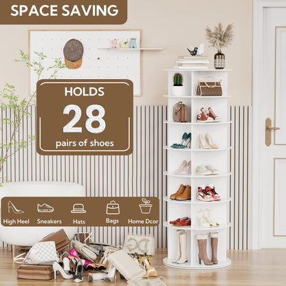 Schoenenrek – Schoenenkast – Schoenenopberger – Schoenenrek Draaibaar – Schoenen Carousel – 7 Laags – 360° Draaibaar – Ruimtebesparend PVC