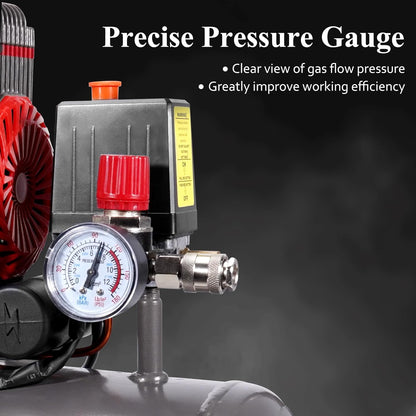 Luchtcompressor – Compressorpomp – Air Compressor – Drukpomp – Draagbare Compressor – Olievrij – 1100W – 24 Liter – 8 Bar – Geluidarm – Compact