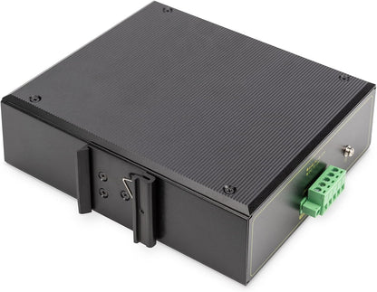 DIGITUS industriële 6-poorts Gigabit PoE netwerkswitch - 4x RJ45 + 2x Gigabit SFP uplink - unmanaged - DIN rail montage - 10/100/1000 Mbit/s - zwart