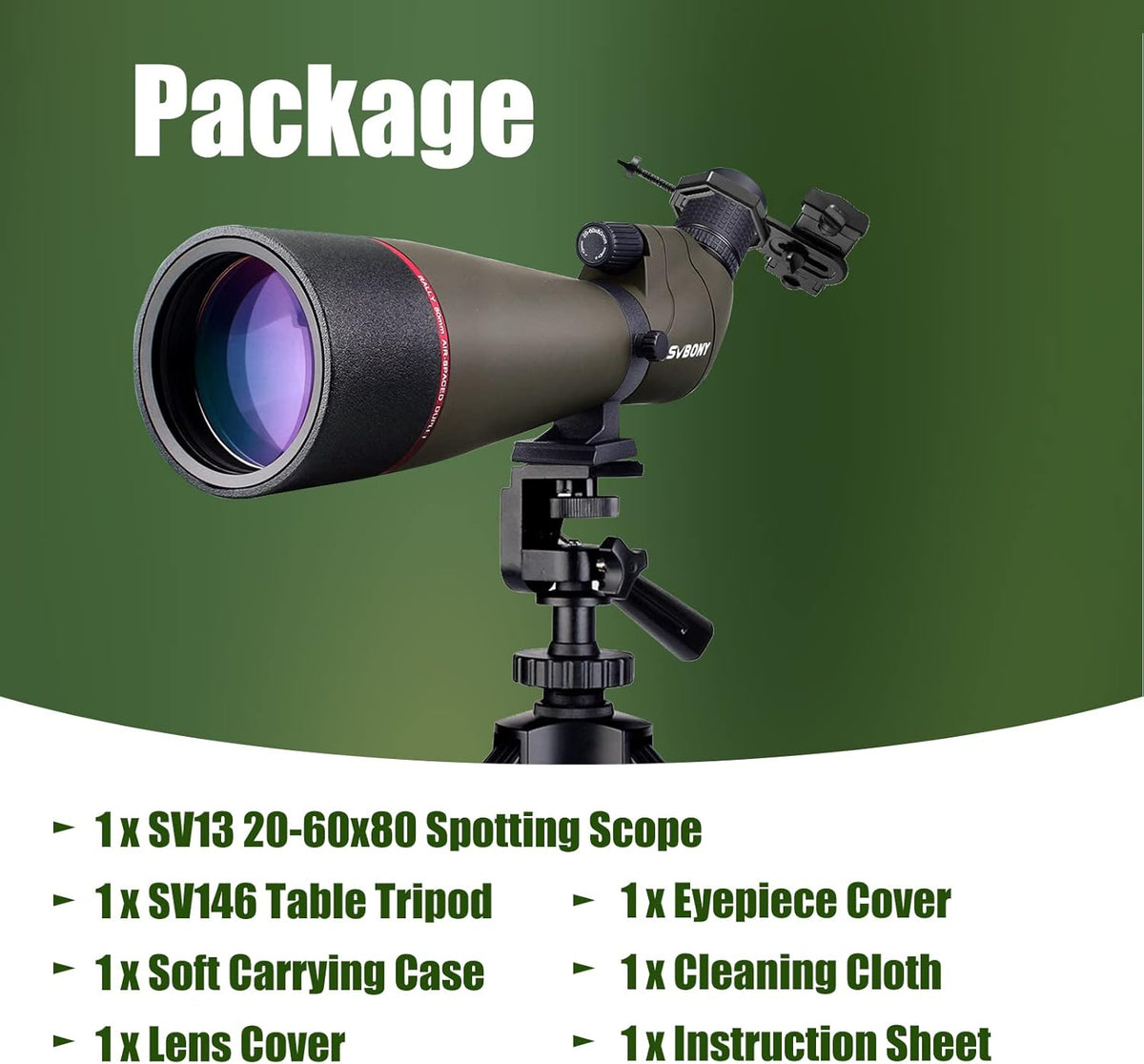Svbony SV13 20-60X80mm Spotting Scope