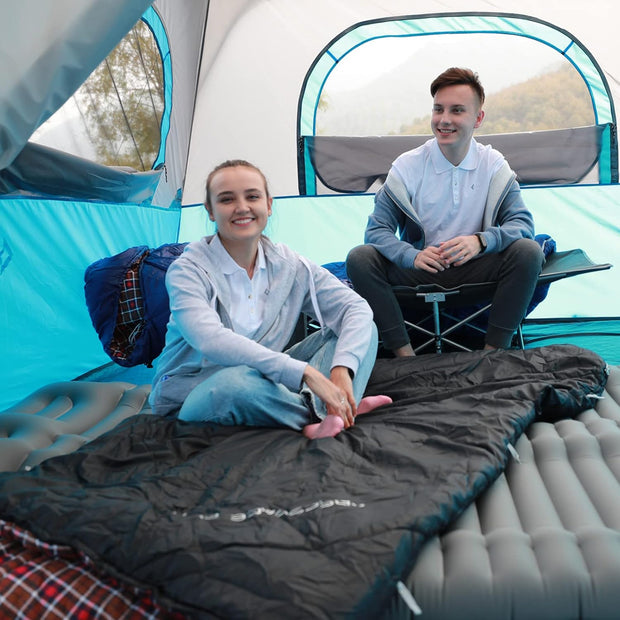 KingCamp Slaapzak XL 3-4 Seizoenen Katoen Flanel 220 x 100 cm Extra Groot voor Volwassenen Extreem -8 °C Compact Draagbaar Comfortabel Professioneel Warm voor Kamperen Wandelen Buiten Binnen