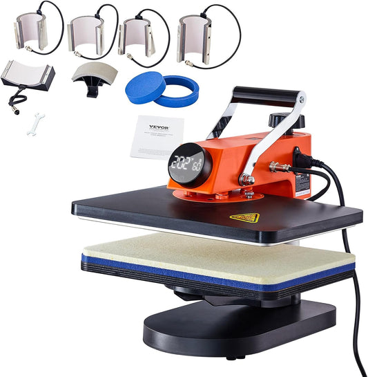 VEVOR Warmtepersmachine 8-in-1 combo T-shirt persmachine 360 ° swing away digitaal shirt afdrukken multifunctionele warmteoverdracht clamshell sublimatie voor T-shirt hoed pet mok plaat kussen tas