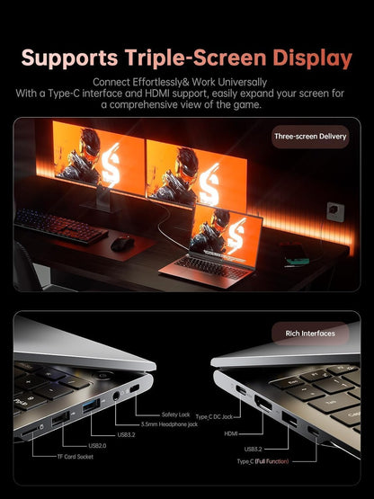 ACEMAGIC 2026 Ryzen 7 H255 Gaming Laptop, Up to 4.9 GHz, 16 GB RAM DDR5 4800 MHz, 512 GB SSD, 16 Inch 1200 FHD Display, Backlit Gaming Laptop, WiFi-6, Usb 3.2, Type C