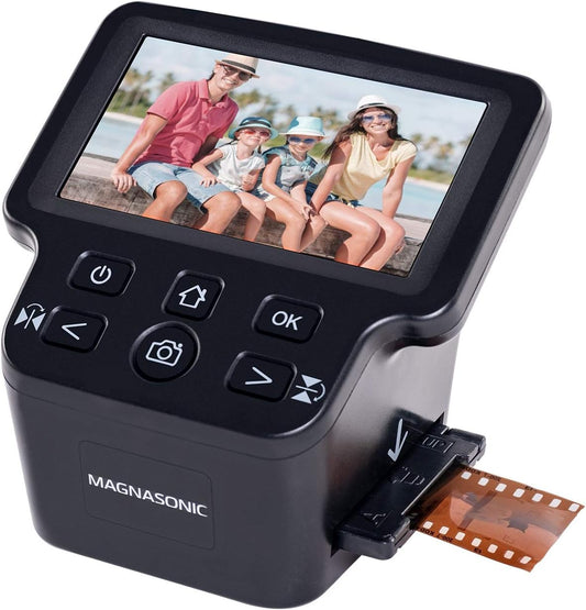 Magnasonic All-in-one filmscanner met 24 MP, 12,7 cm (5 inch) groot display en HDMI, converteert films van 35 mm/126/110/Super 8 en dia's 135/126/110 in digitale foto's, intern geheugen (FS71)