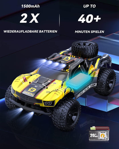<font dir="auto" style="vertical-align: inherit;"><font dir="auto" style="vertical-align: inherit;">        DEERC Remote Control Car 1:10 with Lights RC Car 48km/h 4WD Off-Road Hobby-Grade Monster Crawler with 2 Batteries 40 Minutes Runtime, 2 Car Shells,