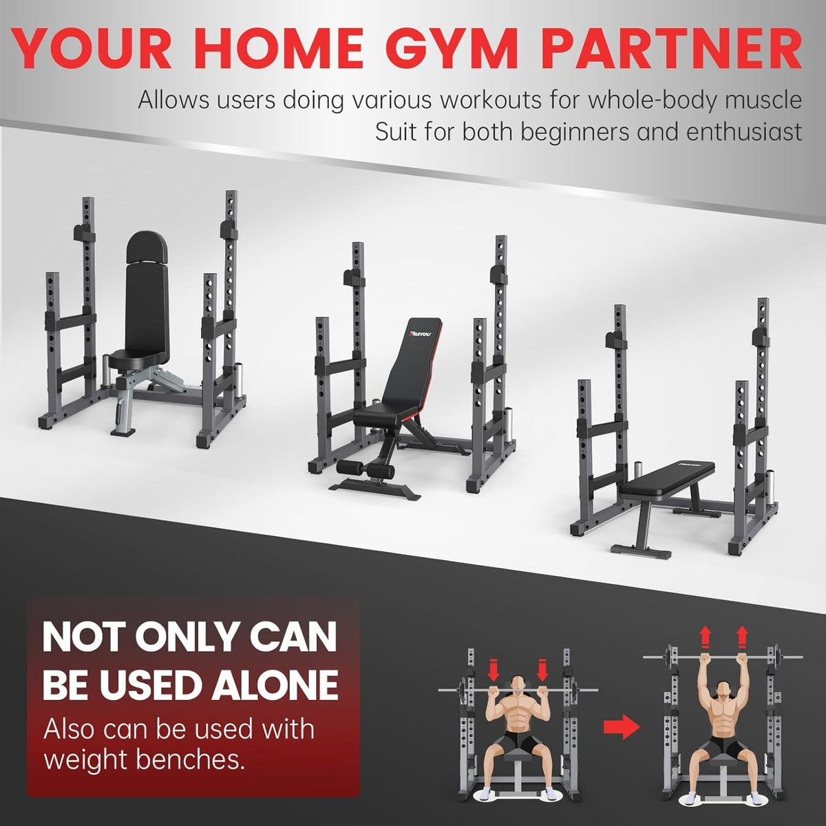 PASYOU SR30 Multifunctional Barbell Rack, Reinforceable Dumbbell Holder Max. 800 kg, Training Device at Home - QUORE
