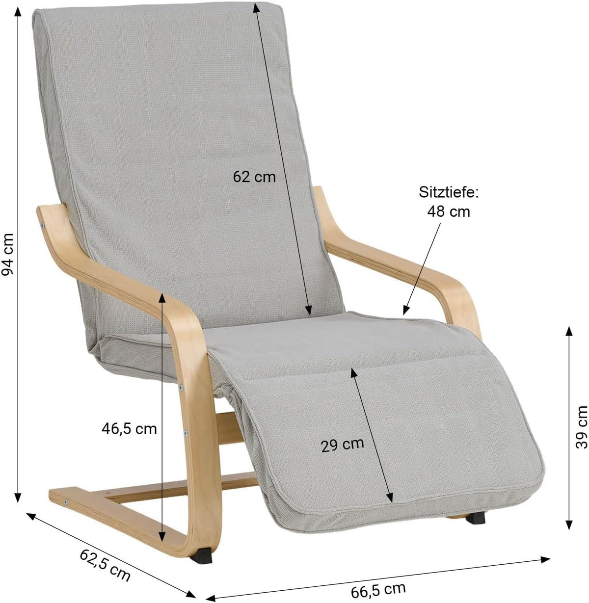 Relaxfauteuil – Relaxstoel – Schommelstoel – Zitstoel – Lounge Chair – Verstelbare Voetensteun – Lichtgrijze Corduroy Bekleding