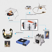 KingCamp Camping Kookgerei Set Servies Rvs Mess Kit Pot Pan Plate Bowl Lepel Vorkmes Karabijnhaken Reizen Kookgerei Outdoor Trekking Wandelen Picknick 25 Stuks voor 3 Personen