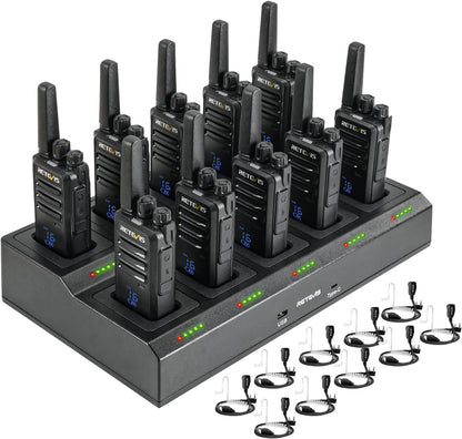 Retevis RT668H Walkie Talkie Active View-display, met 10-Weg Oplader, Oplaadbare Walkie-Talkie VOX, USB-C, PMR446 Professionele Tweewegradio met Oortelefoon voor Hotel, Beveiliging (Zwart, 10 Stuks)