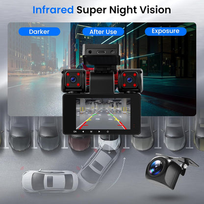 Auto Dashcam – Dashcam Auto – Autocamera – Rijcamera – Rijrecorder – 4-Camera 360° Bewaking – 2K Voorcamera Met 8 IR-Nachtzicht