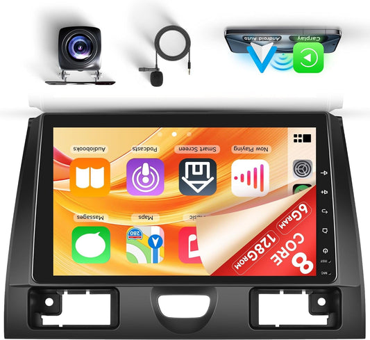 6G+128G 8 Core Android Car Radio for Ford Fiesta Mk5 Mk VI 2002-2008 9 Inch Touch Screen Wireless Carplay Android Car Mirror Link Bluetooth FM/RDS/EQ/DSP WiFi GPS Rear View Camera - QUORE