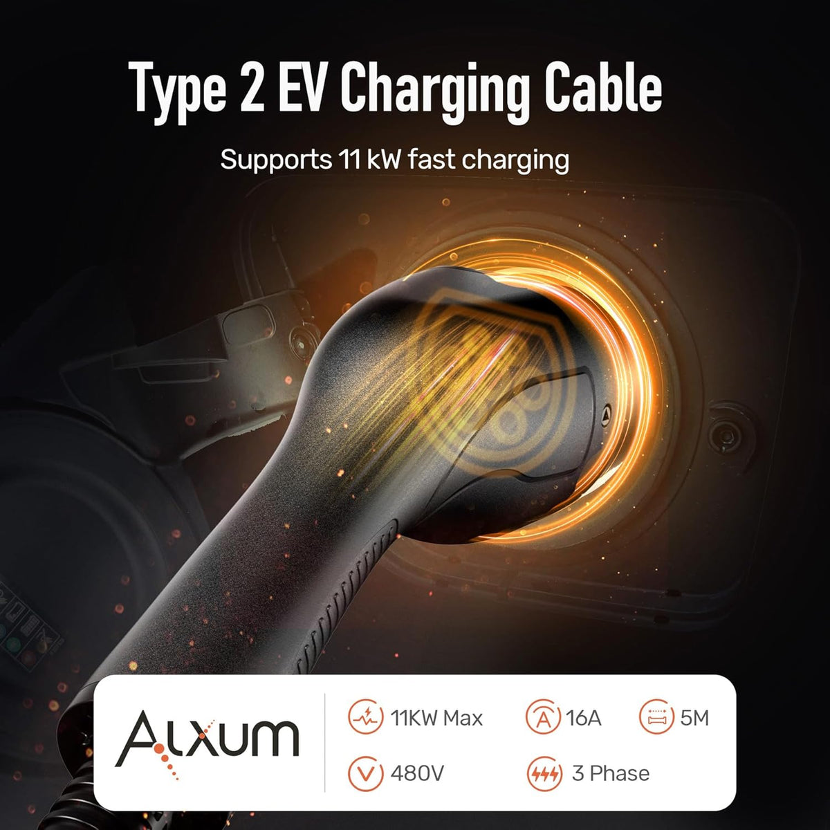 <font dir="auto" style="vertical-align: inherit;"><font dir="auto" style="vertical-align: inherit;">        Alxum Type 2 charging cable, 11 kW/16 A/5 meter, 3-phase, type 2 to type 2, EV charging cable for electric cars, with carrying case, compatible wit