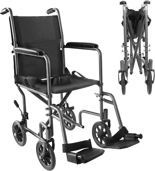 PEPE Mobility - Lichtgewicht opvouwbare rolstoel (smalle zitting 38 cm), rolstoel voor gehandicapten ouderen, staal, doorvoer