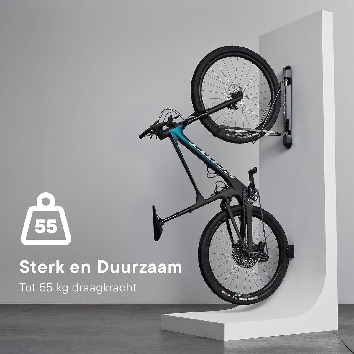 Fietsenrek – Fietsrek – Fietsbeugel – Fietsenhouder – Wandgemonteerd Fietsenrek – Voor Mountainbike, E-MTB, Gravelbike En Fietsen Met Spatborden – Belastbaar Tot 55 Kg – Voor Banden Tot 2,8 Inch