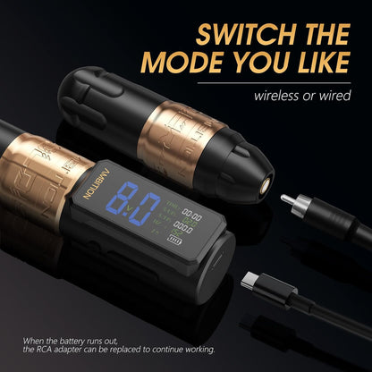 Ambition Soldier 270 S Draadloze Tattoo Pen Machine, roterend Tattoo Pistool met Dubbele 2400 mAh Batterij, 270 g.cm Koppel Borstelloze Motor, 5.0mm Slag Draadloze