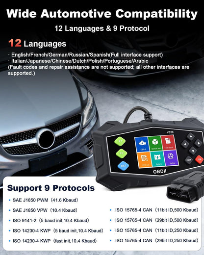 OBD2-Scanner – Diagnostisch Hulpmiddel – Autoscanner – Codelezer – Foutcode Scanner – 2,8 Inch Kleurenscherm – 40.000+ DTC’s & Live Datastroom