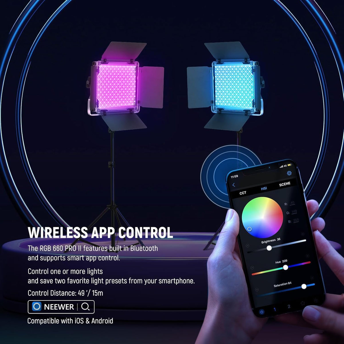 RGB LED Studio-lamp Met Statief – Videolamp – Fotolamp – Lichtpaneel – Verlichtingsset – 50 W – CRI 97+