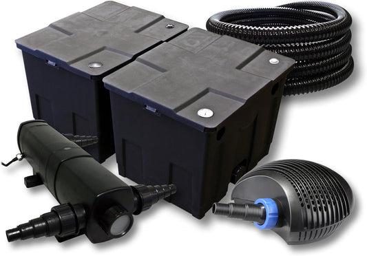 SunSun filterset voor 60.000 l met UVC 24 W, ECO-pomp 40 W, slang 25m vijverfilter filter vijver