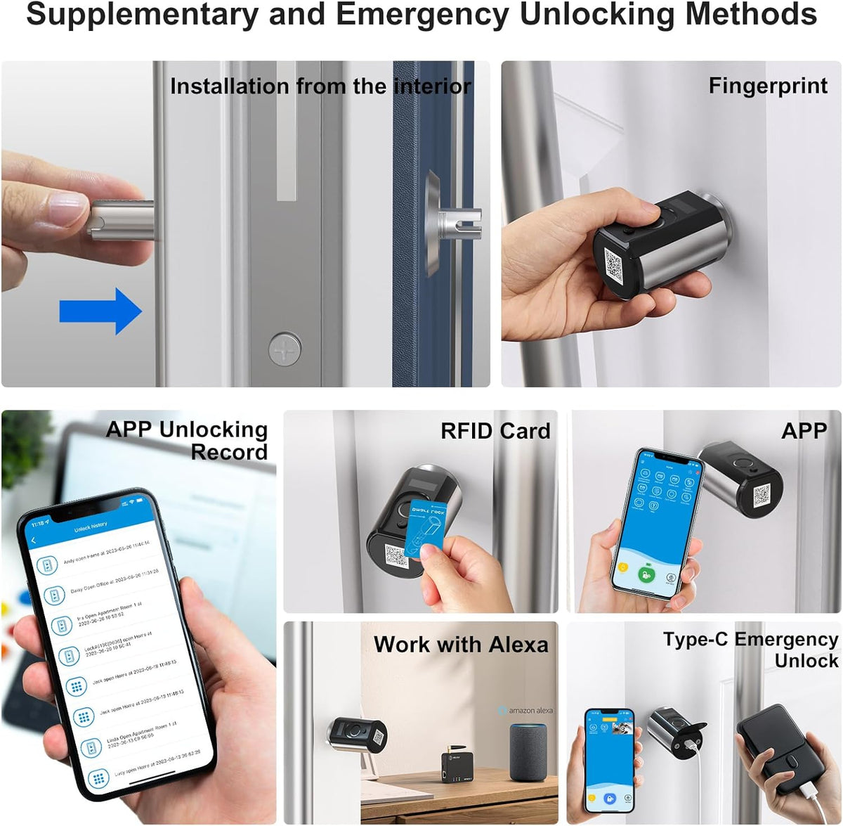 Welock Touch63 Vingerafdruk Elektronisch Deurslot Voordeur Afneembare Voorhandgreep Slot Organische Vingerafdruk Wi-Fi (Extra Aankoop Wi-Fi Box 3) met RFID Kaart BLE App IP65 voor 50-100 mm Deuren