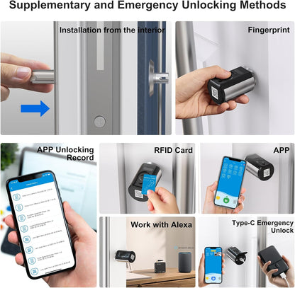 Welock Touch63 Vingerafdruk Elektronisch Deurslot Voordeur Afneembare Voorhandgreep Slot Organische Vingerafdruk Wi-Fi (Extra Aankoop Wi-Fi Box 3) met RFID Kaart BLE App IP65 voor 50-100 mm Deuren