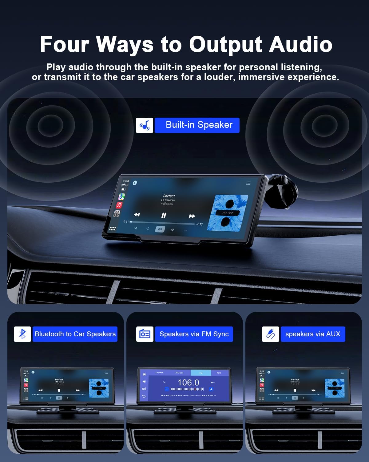 8,1 Inch Draadloze CarPlay – Android Auto Scherm – Autoscherm Touchscreen – Navigatiescherm Auto – Achteruitrijcamera Systeem – OTA Updates – Spraakbediening & GPS Navigatie