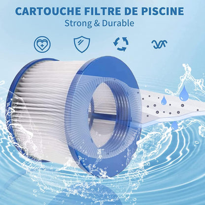 Filterpatronen voor opblaasbare spa – Spa Filterpatroon – Filtercartridge – Vervangingsfilter – Filter voor Massagebad – 4 Stuks, 75 x 100 Mm, Wasbaar PET en Vliesstof