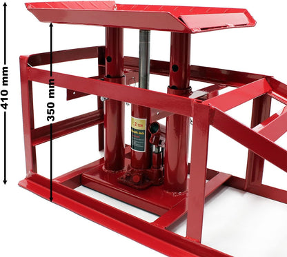 Oprijbokken met hydraulische krik – Oprijbrug – Hefbrug – Autobrug – Oprijplaat – Set van 2 – Traploos Verstelbaar Tot 30 Cm – 2000 Kg Per Blok