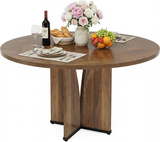 Ronde Eettafel – Ronde Tafel – Houten Tafel – Keukentafel – Eetkamertafel – 100 cm Diameter – Krasbestendig Houtfineer - QUORE