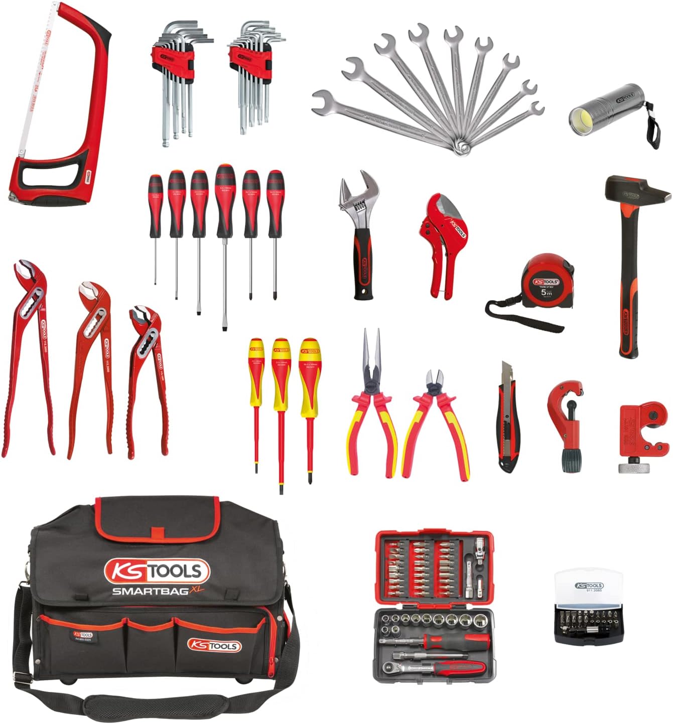 KS Tools 850.0126 Smartbag sanitair- en verwarmingsgereedschapsset, rood