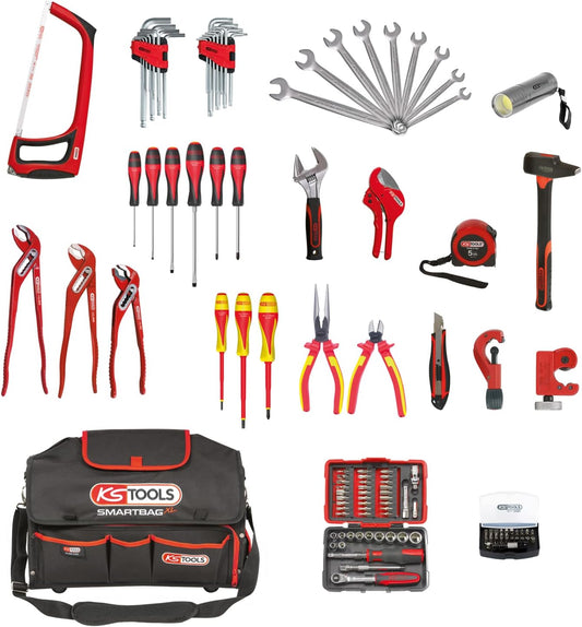 KS Tools 850.0126 Smartbag sanitair- en verwarmingsgereedschapsset, rood