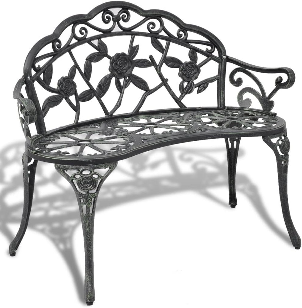 Festnight garden bench garden bench bench parking bench made of cast iron aluminum 100 x 54 x 80 cm space for up to 2 people - green - QUORE