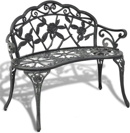 Festnight garden bench garden bench bench parking bench made of cast iron aluminum 100 x 54 x 80 cm space for up to 2 people - green - QUORE