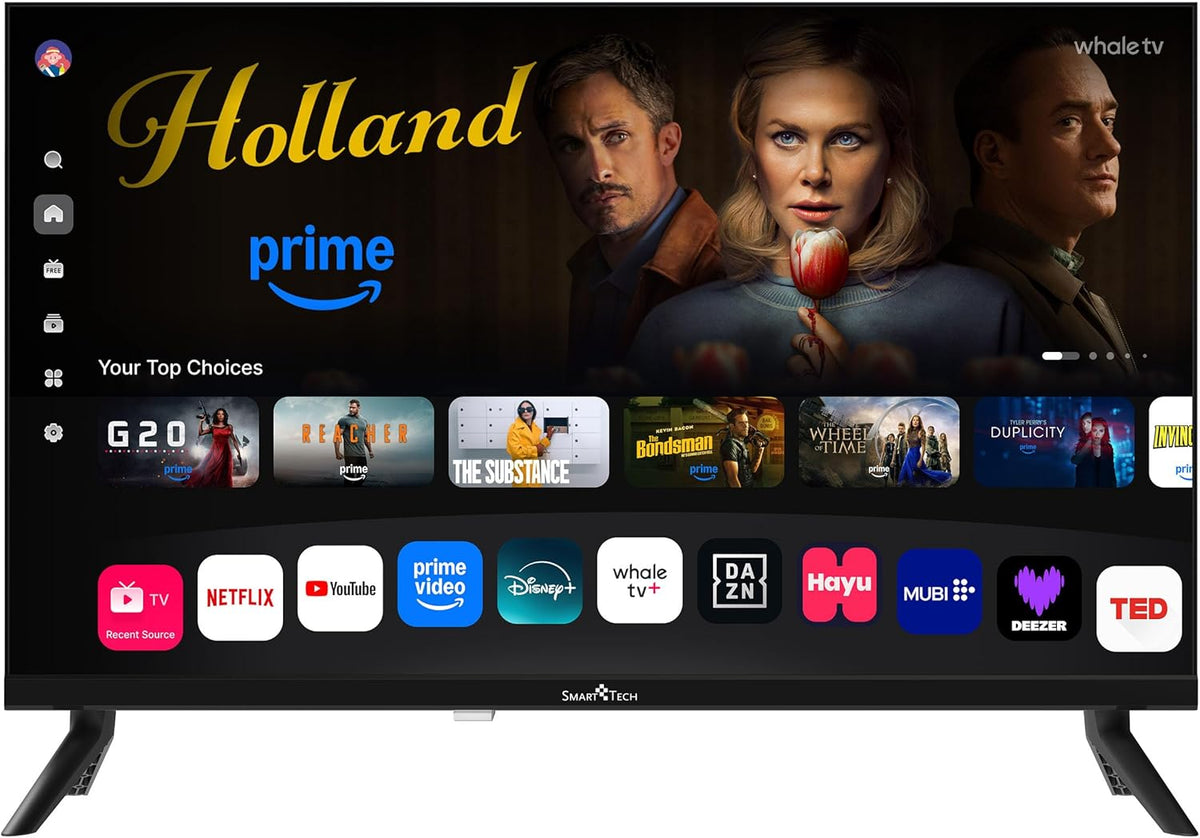 Smart Tech 24 inch (60 cm) HD LED TV Whale OS-24HH01V- Molotov, Netflix, Prime Video, Disney+ 3 x HDMI - 2 x USB -Dolby Digital+