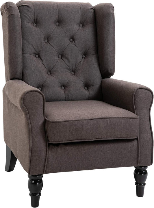 Fauteuil – Relaxstoel – Armstoel – Stoel – Single Chair – Bruin Polyester – Afneembaar Wasbaar Kussen – Stevige Houten Poten Met Glijders - QUORE