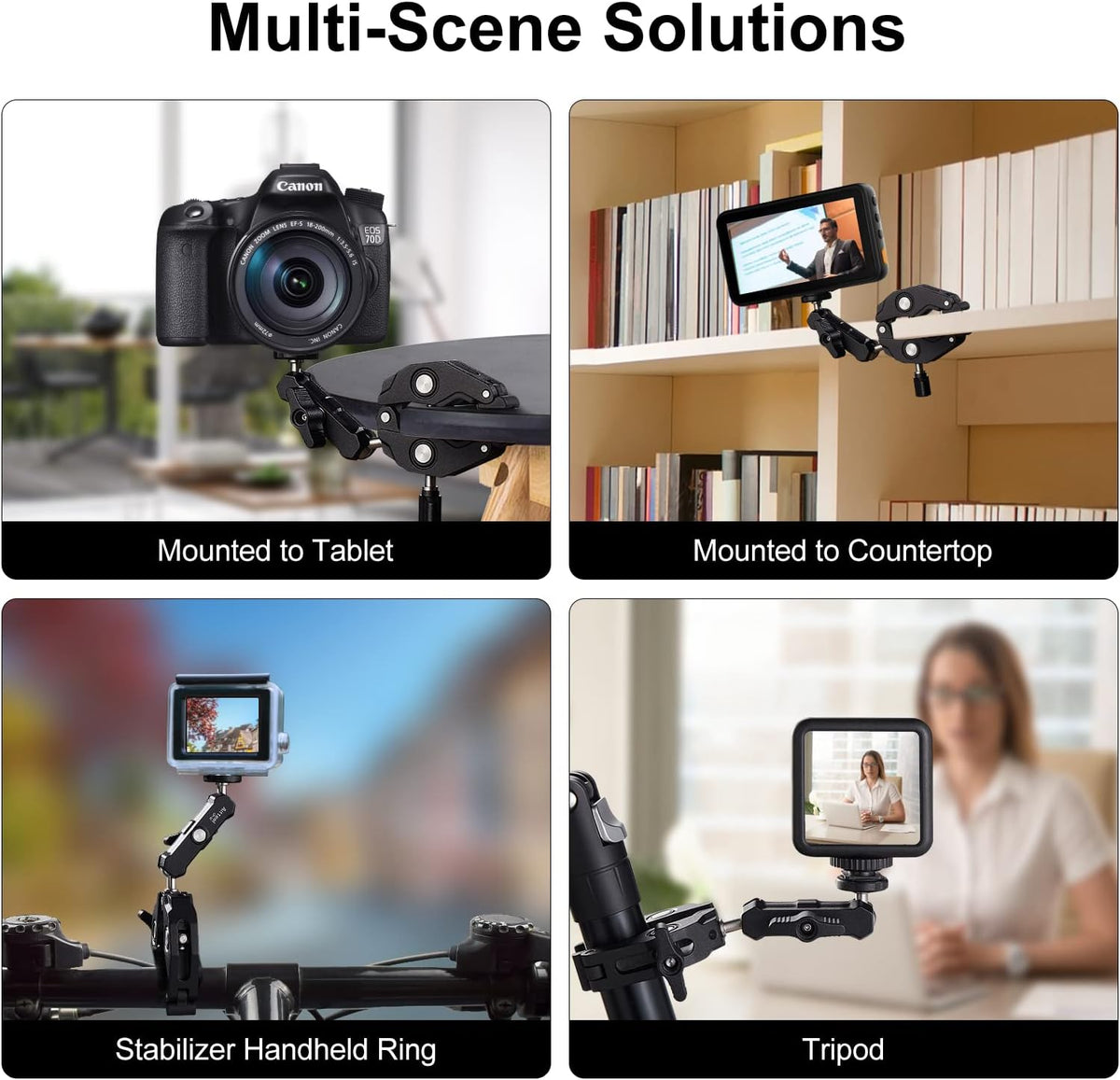 Super klem met Mini Ball Head Stand met 1/4 "schroef en 360 ° Double Ball Head Magic Arm voor Sony Canon Nikon DSLR Camera, Ronin, Microfoon, Videollamp, Roef, Dwarsbar (CP-12)
