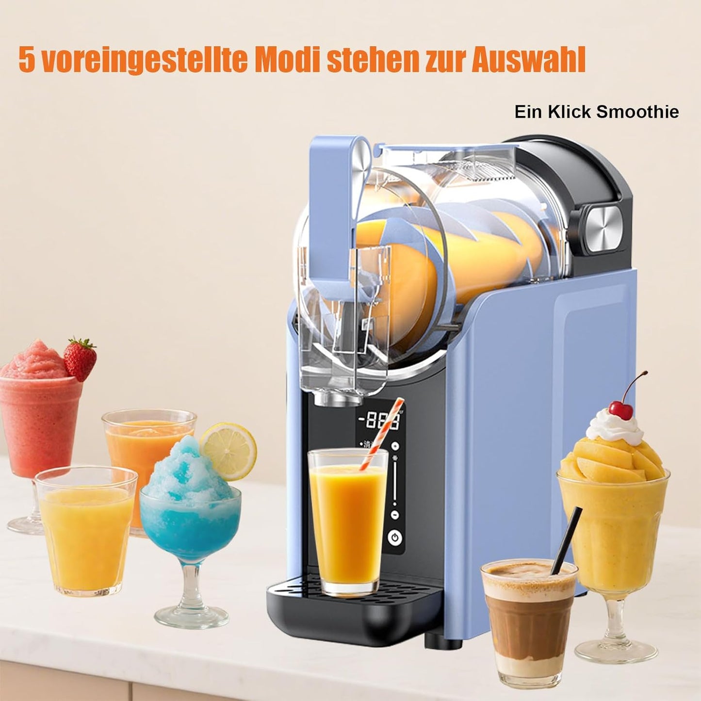 Slush-machine voor thuis, geen ijs nodig, automatische reiniging, bevroren drankmachine met 5 vooraf ingestelde programma's, voor het maken van slushie